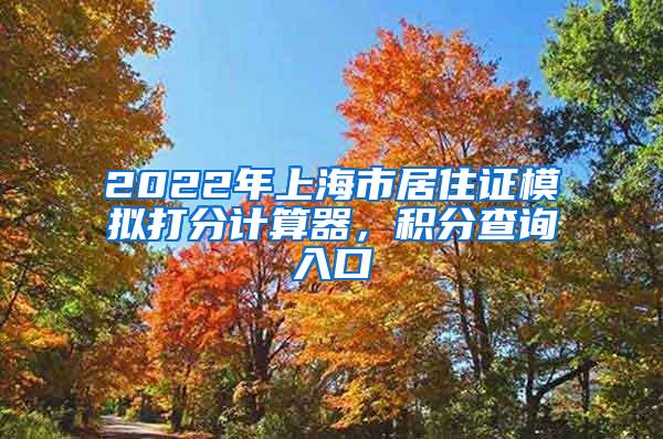 2022年上海市居住证模拟打分计算器，积分查询入口