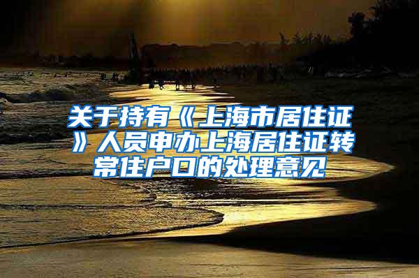关于持有《上海市居住证》人员申办上海居住证转常住户口的处理意见
