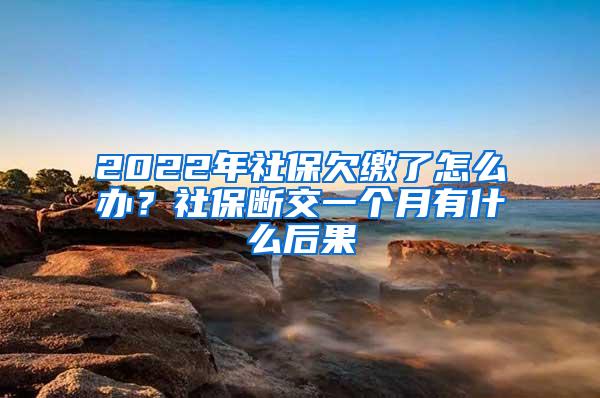 2022年社保欠缴了怎么办？社保断交一个月有什么后果