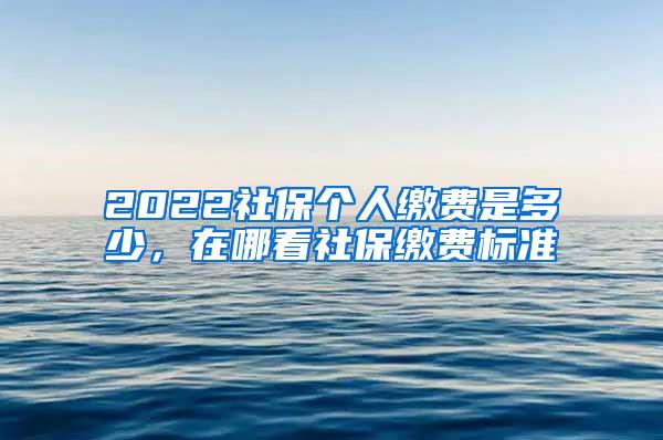 2022社保个人缴费是多少，在哪看社保缴费标准