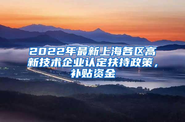 2022年最新上海各区高新技术企业认定扶持政策，补贴资金