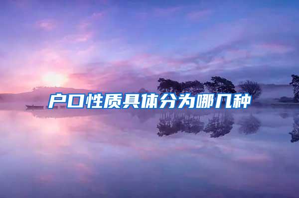 户口性质具体分为哪几种