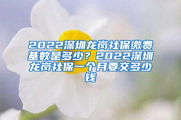 2022深圳龙岗社保缴费基数是多少？2022深圳龙岗社保一个月要交多少钱