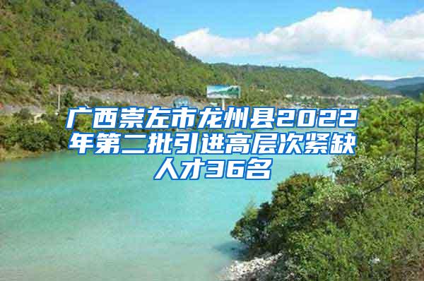 广西崇左市龙州县2022年第二批引进高层次紧缺人才36名