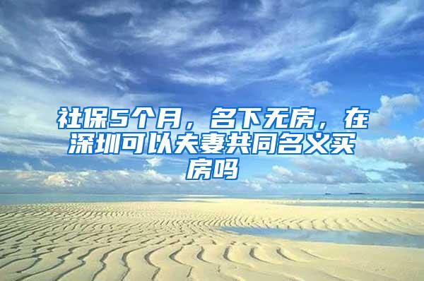 社保5个月，名下无房，在深圳可以夫妻共同名义买房吗