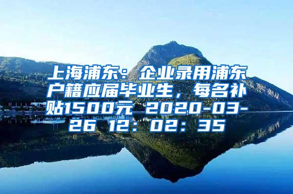 上海浦东：企业录用浦东户籍应届毕业生，每名补贴1500元 2020-03-26 12：02：35