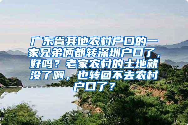 广东省其他农村户口的一家兄弟俩都转深圳户口了，好吗？老家农村的土地就没了啊，也转回不去农村户口了？