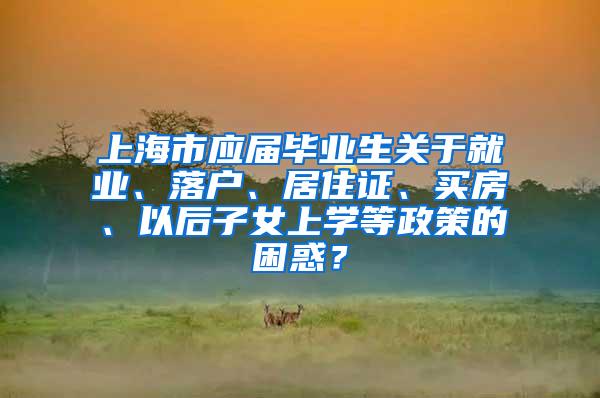 上海市应届毕业生关于就业、落户、居住证、买房、以后子女上学等政策的困惑？