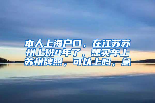 本人上海户口，在江苏苏州上班4年了，想买车上苏州牌照，可以上吗，急