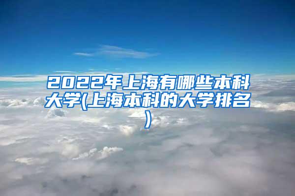 2022年上海有哪些本科大学(上海本科的大学排名)