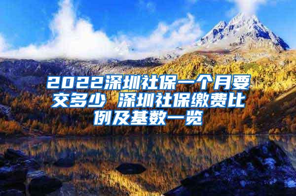 2022深圳社保一个月要交多少 深圳社保缴费比例及基数一览