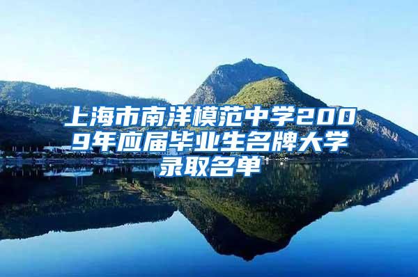 上海市南洋模范中学2009年应届毕业生名牌大学录取名单