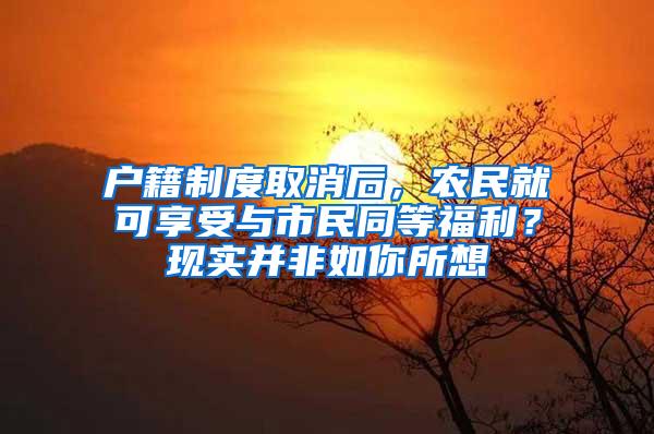 户籍制度取消后，农民就可享受与市民同等福利？现实并非如你所想