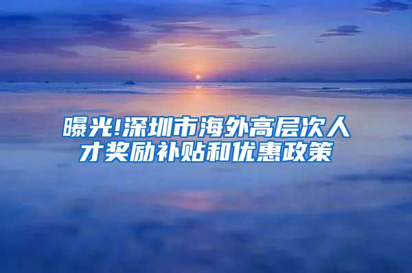 曝光!深圳市海外高层次人才奖励补贴和优惠政策