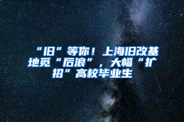 “旧”等你！上海旧改基地觅“后浪”，大幅“扩招”高校毕业生