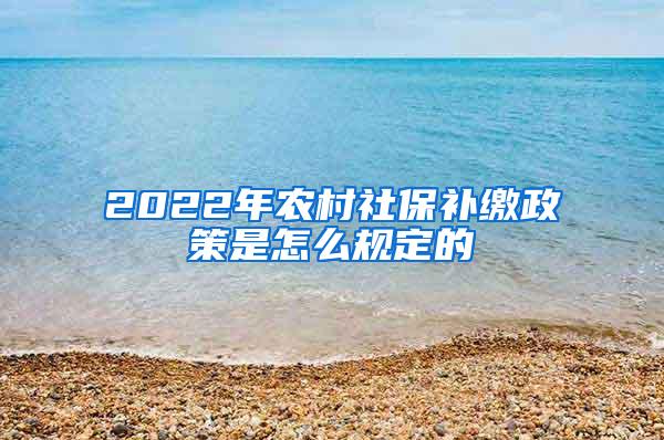 2022年农村社保补缴政策是怎么规定的