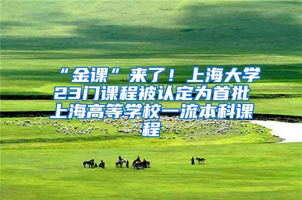 “金课”来了！上海大学23门课程被认定为首批上海高等学校一流本科课程