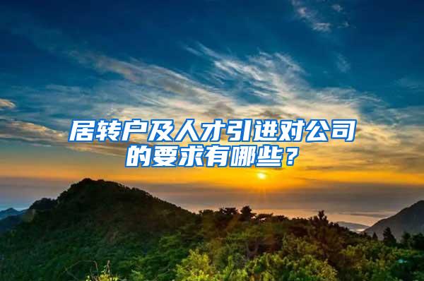 居转户及人才引进对公司的要求有哪些？