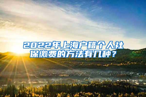 2022年上海户籍个人社保缴费的方法有几种？