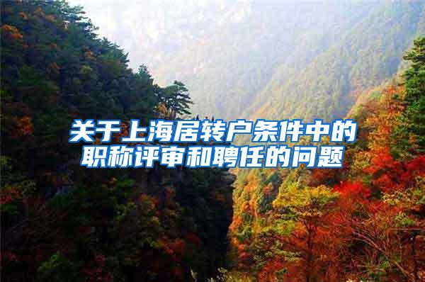 关于上海居转户条件中的职称评审和聘任的问题
