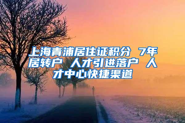 上海青浦居住证积分 7年居转户 人才引进落户 人才中心快捷渠道