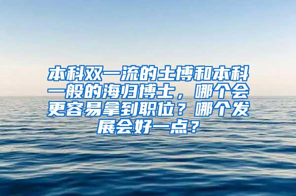 本科双一流的土博和本科一般的海归博士，哪个会更容易拿到职位？哪个发展会好一点？