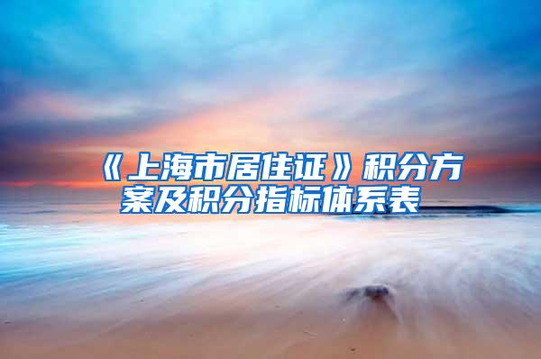 《上海市居住证》积分方案及积分指标体系表