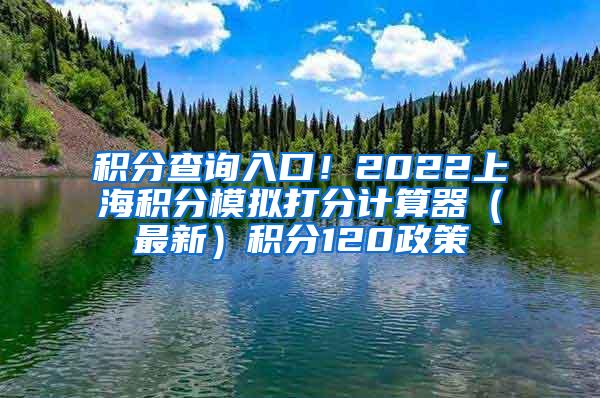 积分查询入口！2022上海积分模拟打分计算器（最新）积分120政策