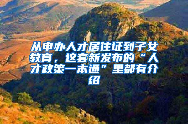 从申办人才居住证到子女教育，这套新发布的“人才政策一本通”里都有介绍