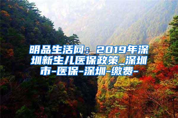 明品生活网：2019年深圳新生儿医保政策_深圳市-医保-深圳-缴费-