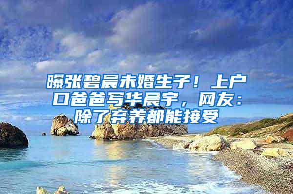 曝张碧晨未婚生子！上户口爸爸写华晨宇，网友：除了弃养都能接受