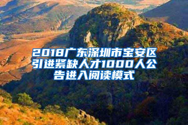 2018广东深圳市宝安区引进紧缺人才1000人公告进入阅读模式