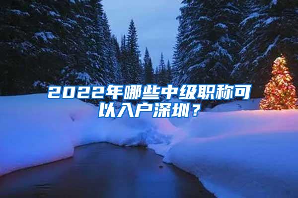 2022年哪些中级职称可以入户深圳？