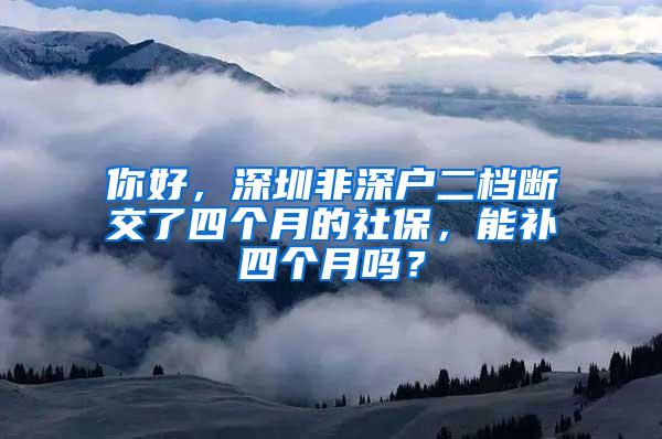 你好，深圳非深户二档断交了四个月的社保，能补四个月吗？