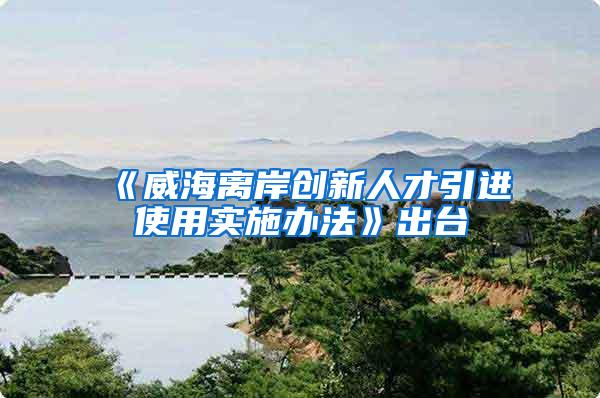 《威海离岸创新人才引进使用实施办法》出台