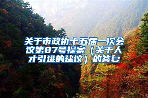 关于市政协十五届一次会议第87号提案（关于人才引进的建议）的答复