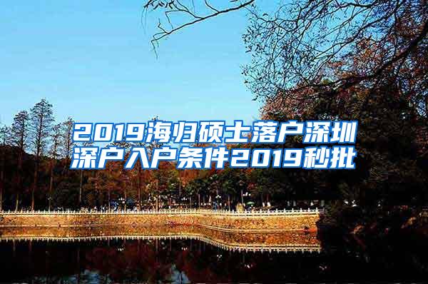 2019海归硕士落户深圳深户入户条件2019秒批