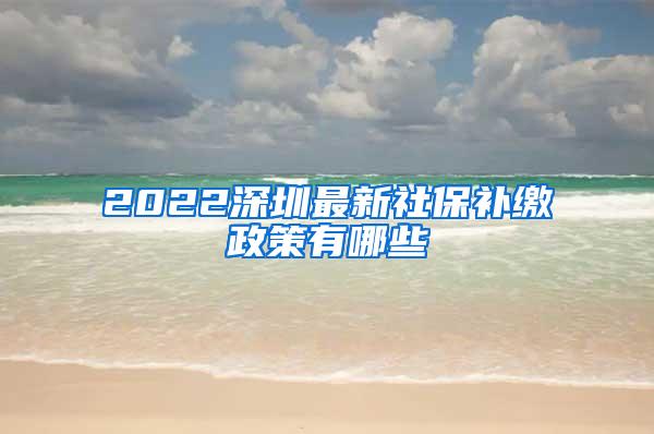 2022深圳最新社保补缴政策有哪些