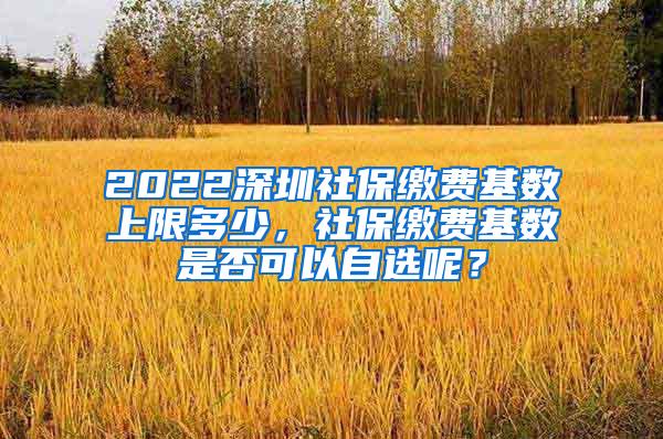 2022深圳社保缴费基数上限多少，社保缴费基数是否可以自选呢？