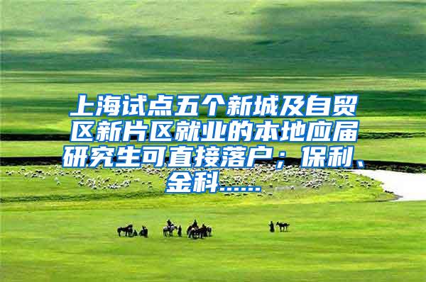 上海试点五个新城及自贸区新片区就业的本地应届研究生可直接落户；保利、金科......