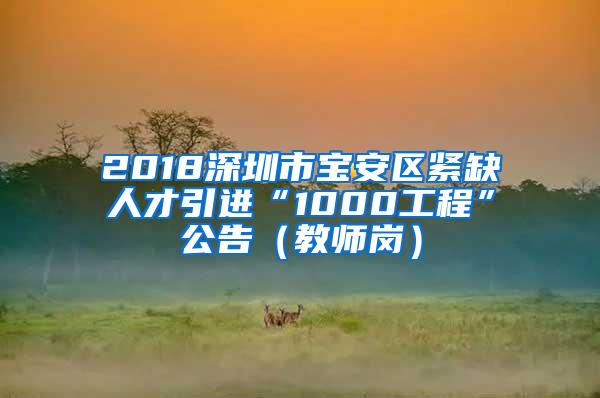 2018深圳市宝安区紧缺人才引进“1000工程”公告（教师岗）