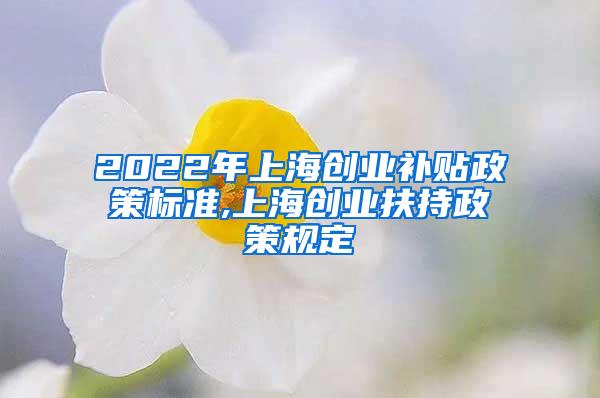 2022年上海创业补贴政策标准,上海创业扶持政策规定
