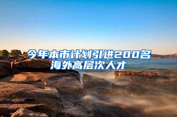 今年本市计划引进200名海外高层次人才