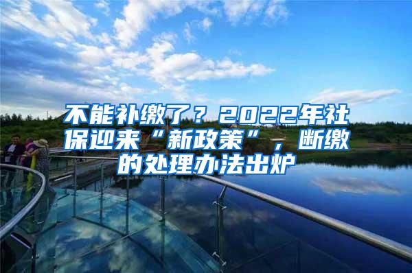 不能补缴了？2022年社保迎来“新政策”，断缴的处理办法出炉