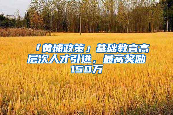 「黄埔政策」基础教育高层次人才引进，最高奖励150万