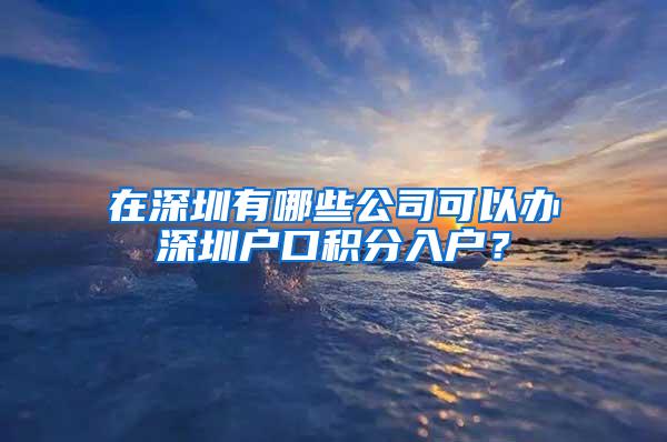 在深圳有哪些公司可以办深圳户口积分入户？