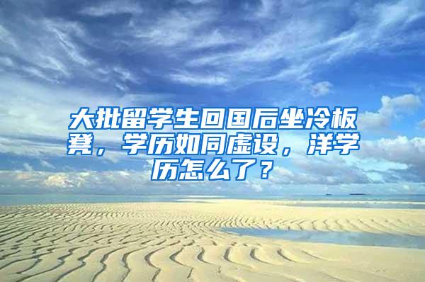 大批留学生回国后坐冷板凳，学历如同虚设，洋学历怎么了？