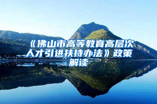 《佛山市高等教育高层次人才引进扶持办法》政策解读