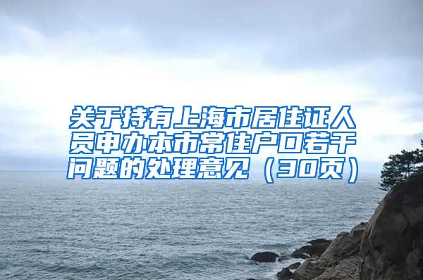 关于持有上海市居住证人员申办本市常住户口若干问题的处理意见（30页）