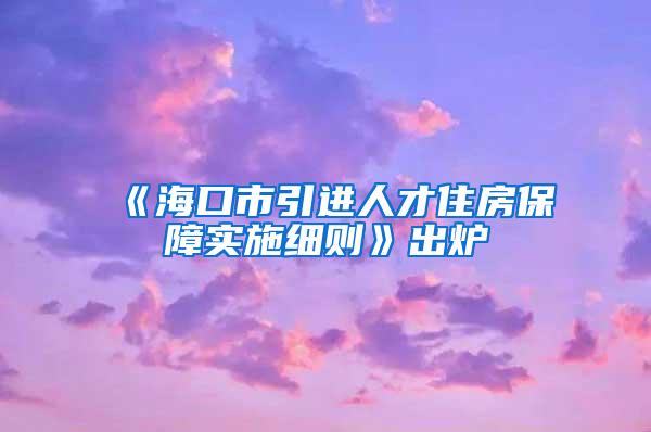 《海口市引进人才住房保障实施细则》出炉